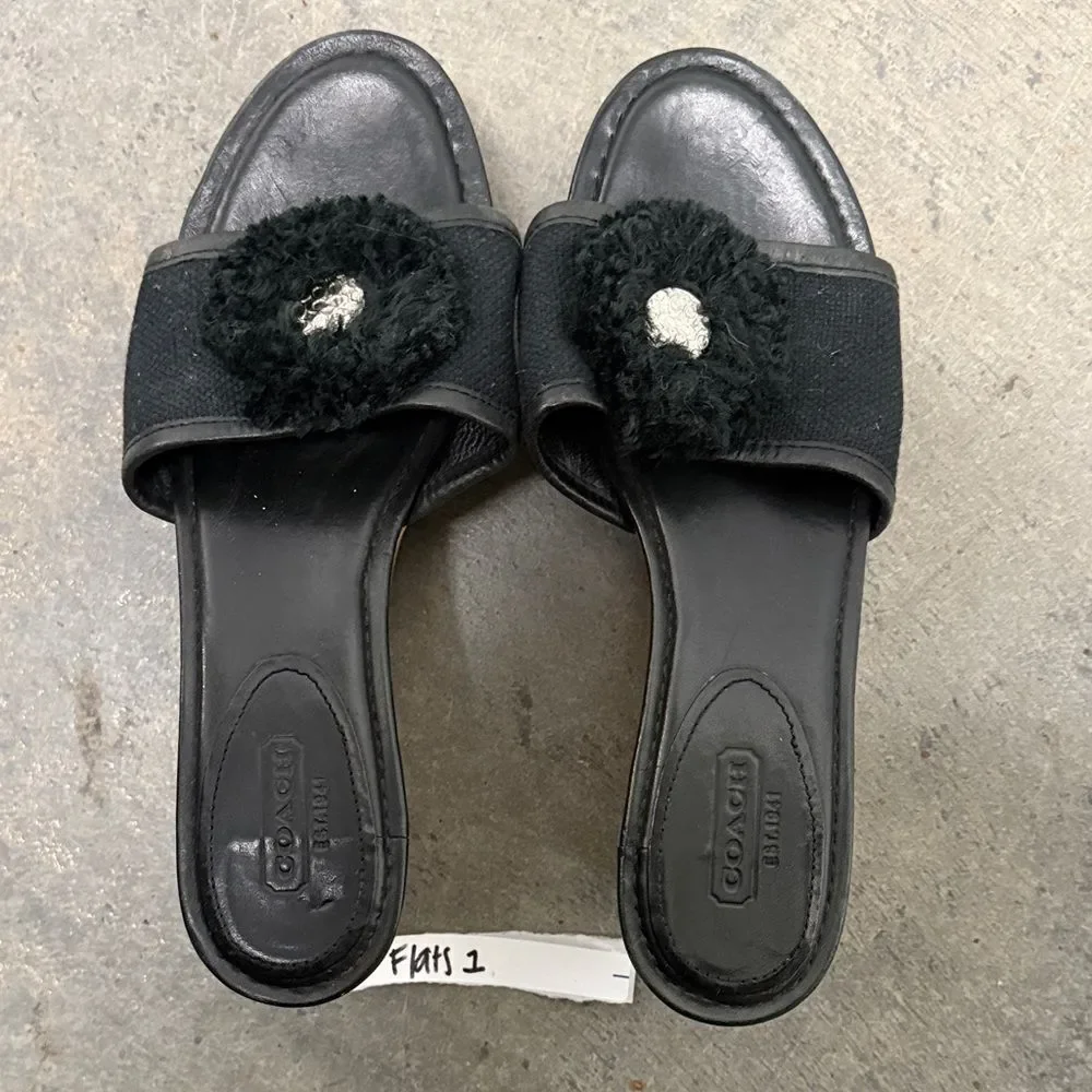 Coach Black Women's Mules with Floral Accent